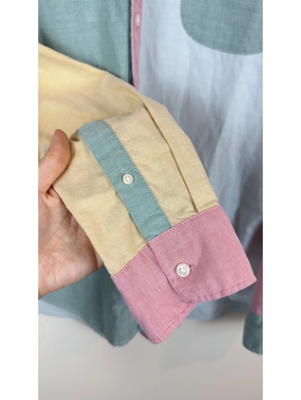 J.Crew Broken-In Oxford Organic Cotton Colorblock Shirt Men’s Large Multicolor